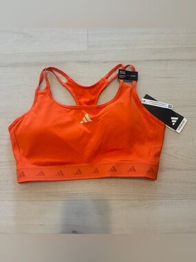 Adidas Orange Racerback Sports Bra with Branded Underband NWT